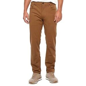 Stylus Mens Pants 5 Pocket Slim Fit Flat Front Sepia Brown Size 38x30